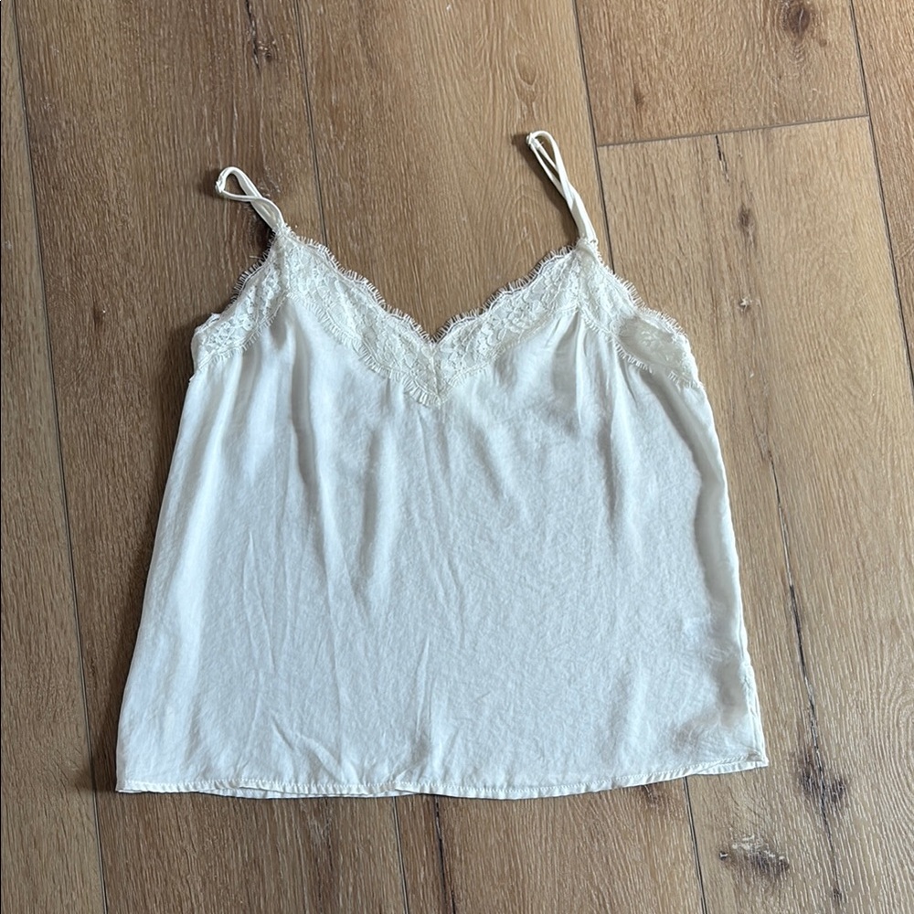 Express Off White Lace Trim Cami Top